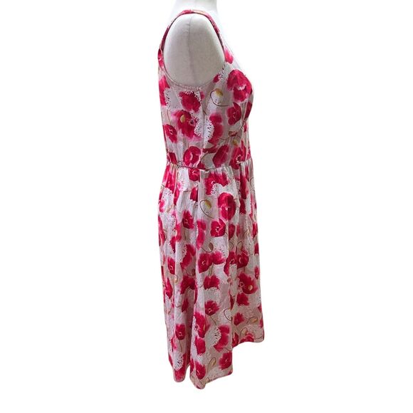 Retrolicious Vintage Pink Tulips Cotton Fit & Flare Dress Retro Style Size M USA - Picture 6 of 10